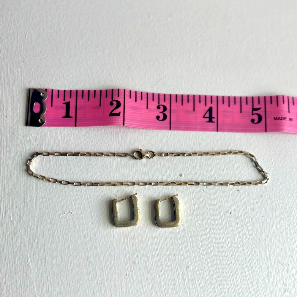 Silver U-Link Earrings & Chain Bracelet Set